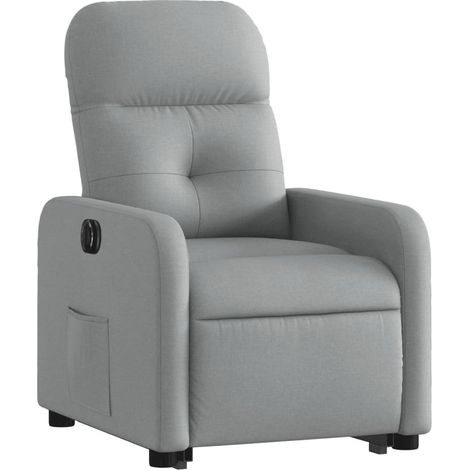 Poltrona relax TV con comodissima funzione di sollevamento elettrico in tessuto grigio chiaro DEC028323