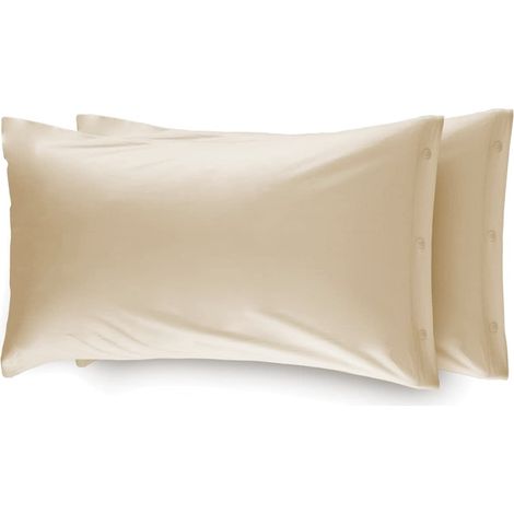 BIANCHERIAWEB Coppia Federe Cuscino Letto 50x80 cm In 100% Cotone Made In Italy In Tinta Unita Con Bottoni Laterali (1/4)