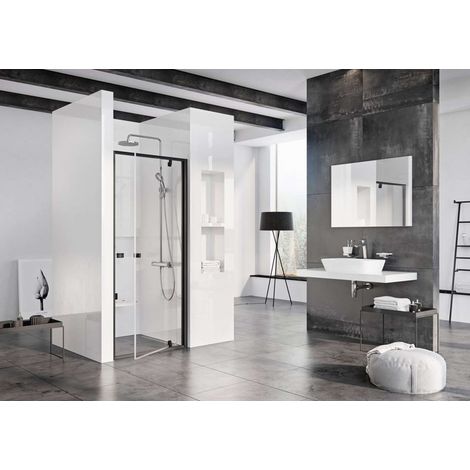 Ravak Pivot - Puerta de ducha pivotante PDOP1-90, 86-91 cm, negro/cristal 03G70300Z1