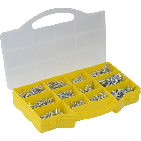 Dapetz ® Assorted Pop Rivets of 650 Pieces Set Double Cap Rivet Tubular Metal Studs with Punch Pliers Tool Kit for DIY Leather Craft Repairs with Carry Storage Case (1/5)