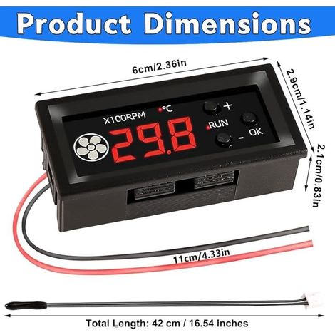 12V DC 4-Draht-Lüfterdrehzahlregler, 12V DC PWM 4-Pin-Lüftersteuerung mit digitaler Temperatur- und Drehzahlanzeige, Lüfterdrehzahlregler (1/4)