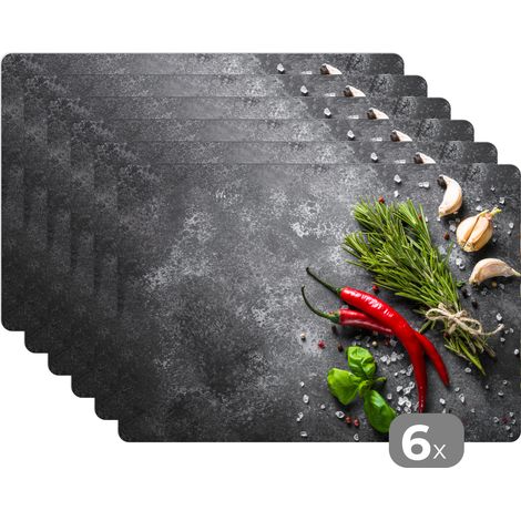 PLACEMAT Set of 6 - Pepper - Herbs - Spices - Concrete 45x30 cm