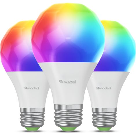 Nanoleaf Matter Essentials, lampadine LED E27, confezione da 3 lampadine RGBW dimmerabili Smart ‚Äì Matter over Thread, lampadine Bluetooth che cambiano colore, funzionano con Google Apple, decorazion (1/4)