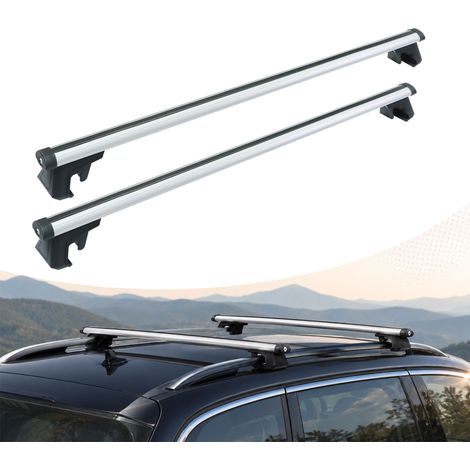 Relaxdays roof bars, open roof rails, 124 cm, span 110 cm, crossbars, up to 180 kg, aluminium, silver (1/5)