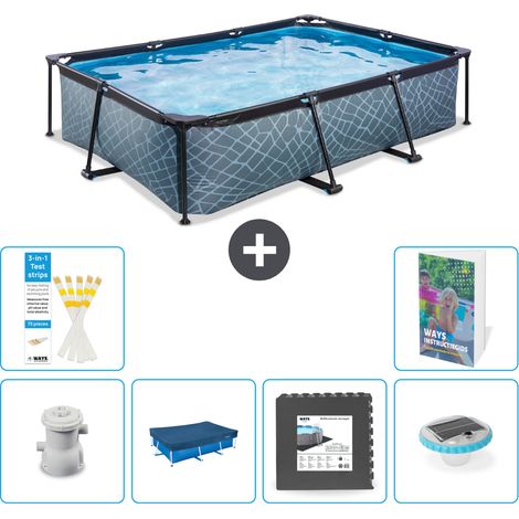 Exit Pool Rechteckig - Steinoptik - 300x200x65 cm - 7-teilig S260