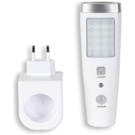 QORVA-Lampe Torche Détecteur de Mouvement Interieur - Lampe prise rechargeable secteur - Lampe de secours - Chargeur Induction Sans Fil - Lampe torche LED - Sécurité maison et urgence - 15 CM