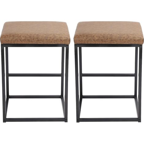 Bar chaises, 2pcs Tabouret de Tabouret de comptoir avec Repose-Pieds épais Coussin pour Salle à Manger, Cuisine, Bar Rustique Noir (1/5)