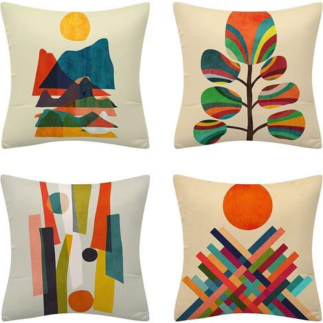 Lot de 4 housses de coussin jaunes, taies décoratives pour canapé et lit (1/5)