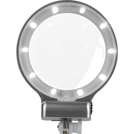 Loupe de réparation avec éclairage LED, verre grossissant de table sur support à pince, socle pour soudure et bricolage (1/5)