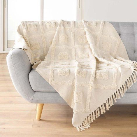 Plaid Inca beige Douceur d’Intérieur 125 x 150 cm