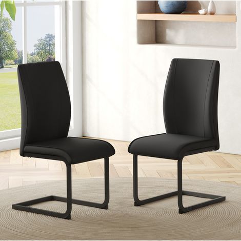 2er-Set Esszimmerstühle aus schwarzem PU mit Metallgestell, ergonomisches Design HAVRYA (1/5)