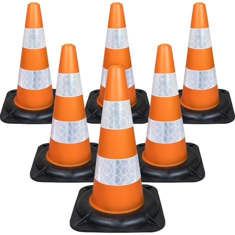Cone de signalisation routière, pour la Maison et l'entreprise, cônes d'interdiction de stationner Robustes en PVC 100% recyclé, fiables, imperméables et résistants au Vent de 45 cm, Paquet de 6