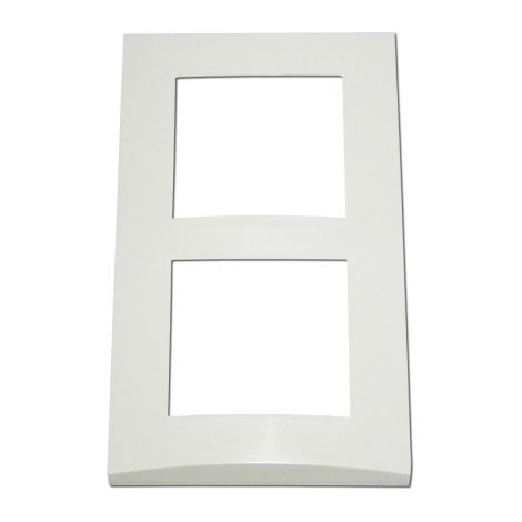 Plaque double blanche 2 postes verticale entraxe 57mm – Bord biseauté – Pour appareillage mural – Non compatible autres marques – Alternative Elec