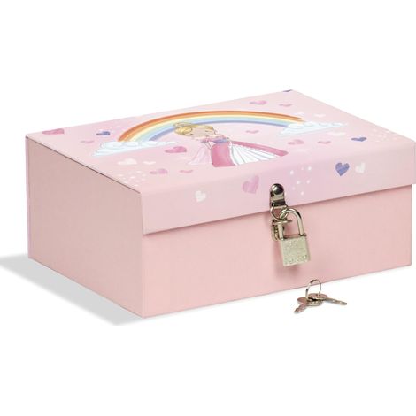 Boîte avec cadenas 18,5 x 14 x 7,5 cm, idéale pour ranger des secrets, des bijoux et des figurines (1/4)