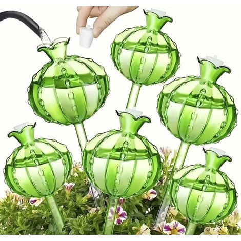 Goteros para riego de plantas - 6 piezas - Sistema de riego automático - Regaderas con forma de cactus - Plantas de interior y jardín - Verde