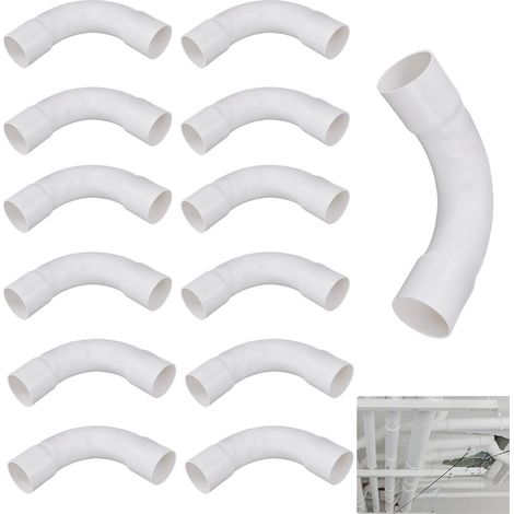 12pcs Coudes pour Tube Isolant,Tube Électrique Manchonné en PVC,90 Degrés Connecteur Raccord de Tuyau,Tube Électrique Câble Canal Installation Murale,Coudes de Tuyau,16mm (1/5)