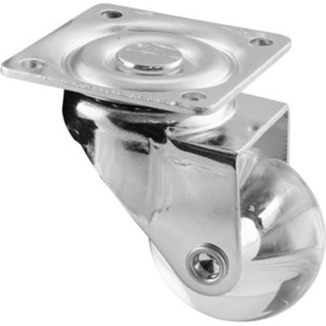 Transparente Lenkrolle mit Basis - 25 mm/25 kg, INTHER