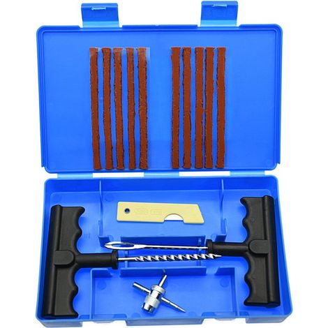 15pcs Kit Anti Crevaison Voiture, Kit Reparation Pneu Voiture, Meche Pneu Crevaison, Kit Réparation Pneu Voiture Pour Voiture, Moto, Camionnette, Tondeuse (1/5)