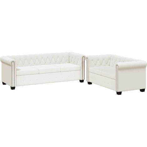 Canapé Sofa Chesterfield à 2 places et à 3 places blanc
