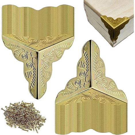 anti-poussière d'escalier pour marches en bois, 100 pièces anti-poussière d'escalier vintage, protections anti-poussière d'angle d'escalier avec vis, pare-chocs de sécurité de bord d'angle