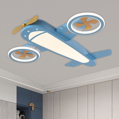 60W Plafonnier LED bleu en forme d'avion, 4800LM luminaire à intensité variable avec télécommande pour chambre à coucher, Luminaire (1/5)