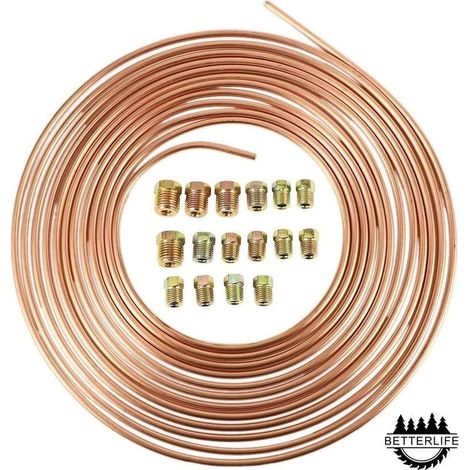 Bobine de tuyau de frein en cuivre et nickel - Diamètre extérieur 3/16", anti-rouille (7,62m) (1/5)