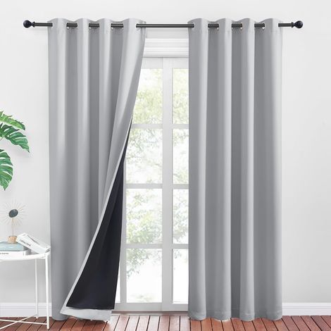 2er-Set Verdunkelungsvorhänge für Schlafzimmer, Thermo-Fenstervorhänge, 150 x 260 cm, Hellgrau