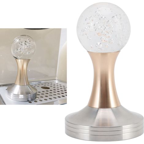 Tasseur à café en forme de boule de cristal, base en acier inoxydable, marteau pour cuisine et café, pilier doré 53 mm / 2,1 pouces (1/5)