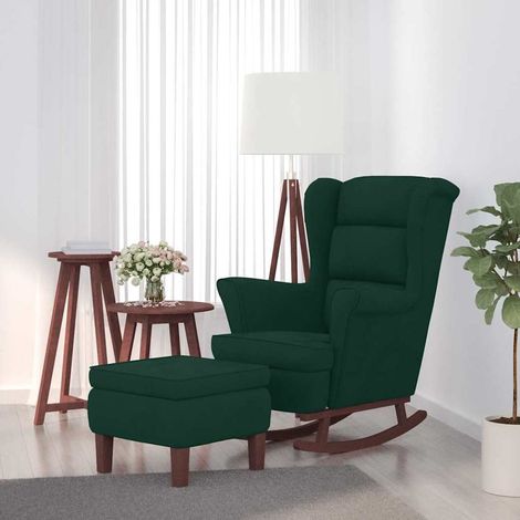vidaXL Mecedora con respaldo alto de terciopelo oscuro y madera maciza (1/5)
