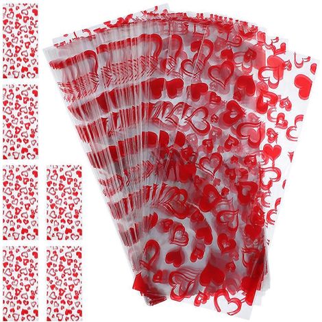 100 sachets transparents pour bonbons et biscuits, parfaits pour la Saint-Valentin. (1/5)