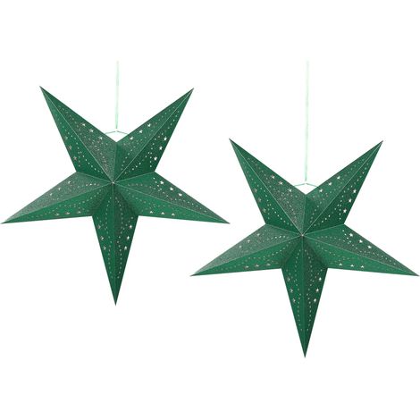 Set di 2 stelle LED in carta verde brillante 60 cm Motti