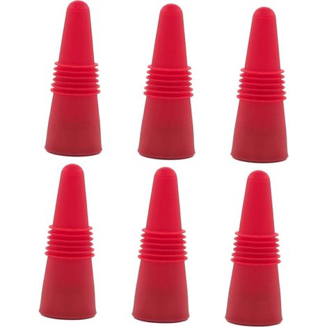 6 bouchons de vin, inox/silicone, étanche, réutilisable (1/5)