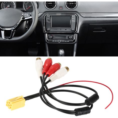 Adaptateur mini ISO 6 broches populaire avec sortie auxiliaire, câble de serrage et prise RCA pour siège (1/5)