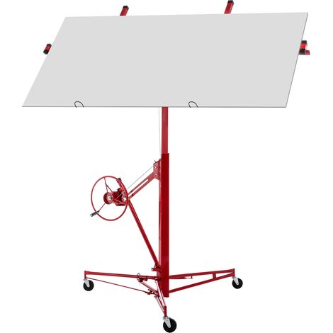 Elevador de paneles de yeso de acero rojo, carga 68 kg, altura 140-350 cm (1/5)