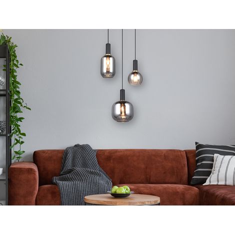 Cluster Pendelleuchte DIVA 3-flammig mit Glasschirmen Chrom bedampft, Ø 38cm