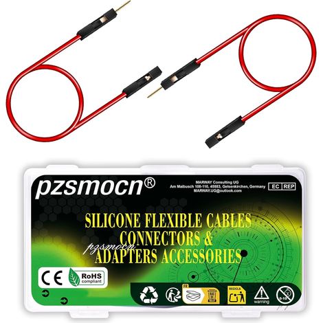 Silicone Câble 40 Ensembles/120 Pièces pour 2.54mm 1 Broche Flexibles Connecteur Soudure, Platine Noir Fil Terminal, Cavalier Mâle-Femelle, Fils En-tête Prise, Ensembles Adaptateur (1/5)