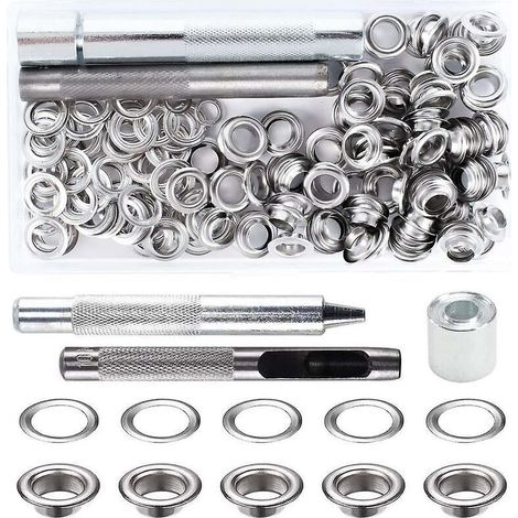 Kit de Grommets Eyelets Outils Metal Grommet Kit Oeillet avec Outils Oeillet pour Toile Bâche Tente de Réparation (8MM)