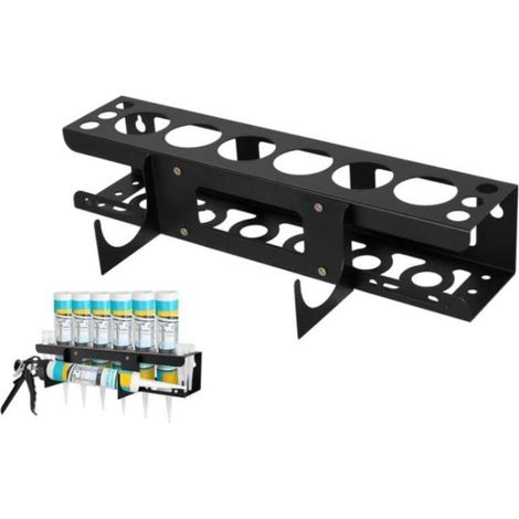 Support pour pistolet à calfeutrer avec base de nivellement - Organiseur pour fourgonnette et espace de travail - Support mural universel - 6 tubes et buses de calfeutrage