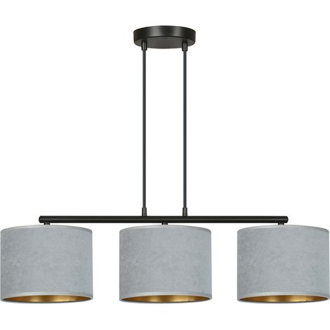Lampada a Sospensione Hilde, Acciaio verniciato a polvere, Tessuto, Nero, Grigio, 72x100x18 cm