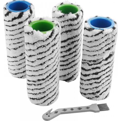 Rouleaux de Nettoyeur de Sol Compatibles Karcher FC7 FC5, Lot de 2 Noirs à Double Rayure (1/4)