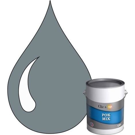 Peinture d'Accroche et Finition 2 en 1 - POK - POK MIX - Acrylique Satinée - RAL 7000 - 1L (1/4)