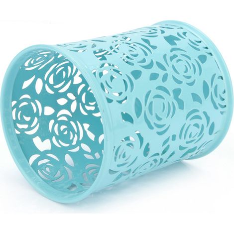 Porte-crayon Bureau Rose Fleur Creux Motif Organisateur Rangement Stylos Crayons Bleu (1/3)
