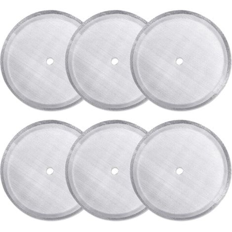 Paquet de 6 filtres à tamis de rechange pour presse française, filtres à mailles réutilisables en acier inoxydable pour cafetières à pression universelles de 1000 ml / 34 oz / 8 tasses (1/4)