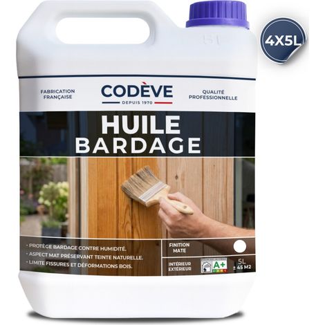 Huile Bardage - 4x5 L - Codeve Bois - Merisier - Pour La Protection De Votre Bardage En Pin, Sapin, épicéa Ou Douglas.