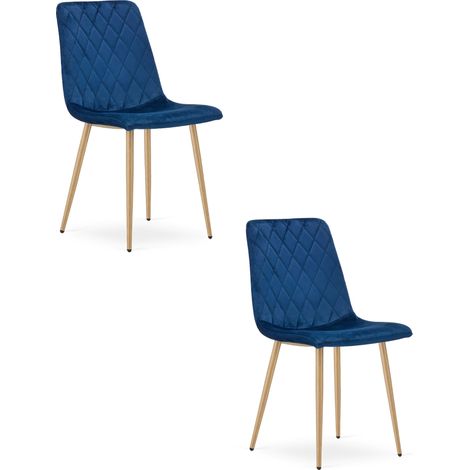 Silla Turín - terciopelo azul marino / patas color madera x 2 (1/5)