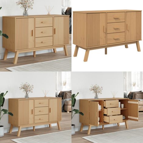 Buffet OLDEN marron 114x43x73,5 cm bois massif de pin - Buffet - Armoire De Rangement - Meuble Tv - Mobilier Scandinave - Meuble Entrée - Home & Living (1/5)