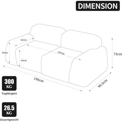 Modulares Ecksofa aus Chenille in Grau 198 x 90.5 x 73 cm HOMAIRE (1/5)