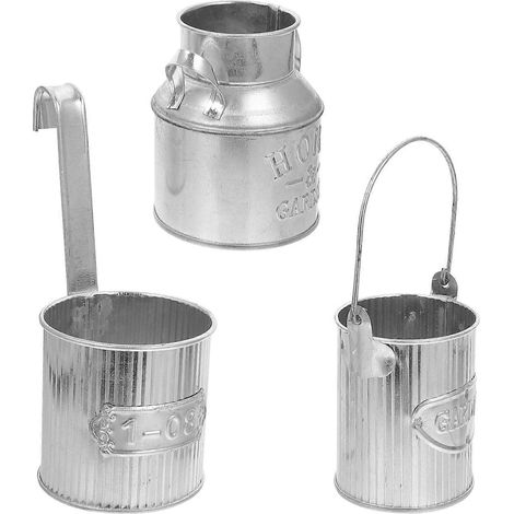 Lot de 3 jardinières rondes rustiques en fer pour le jardinage et la décoration de balcons et de clôtures (1/3)