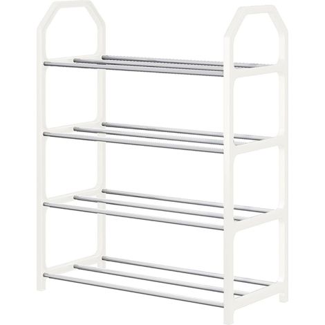 Étagère Chaussures 4 Niveaux, Métal, Empilable, 12-16 Paires, Entrée/Dressing (1/5)