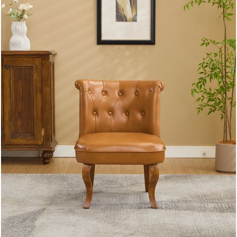 Chaise salle manger cuir marron clair bois OKMYHOME (1/5)